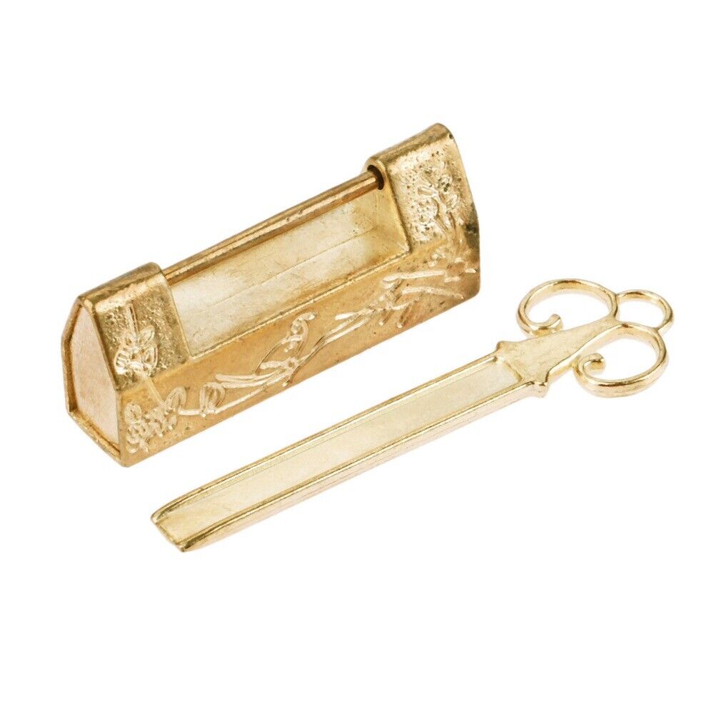 Carve Flower Bird Cabinet Jewelry Box Suitcase Padlock 42*10*18mm & Key Hardware