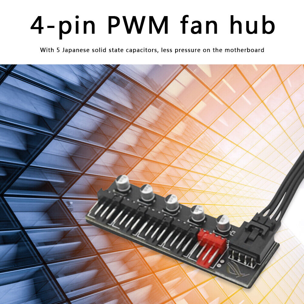 5 Ports PC Cooling Fan Hub Splitter Speed Controller for 4 Pin PWM Fan