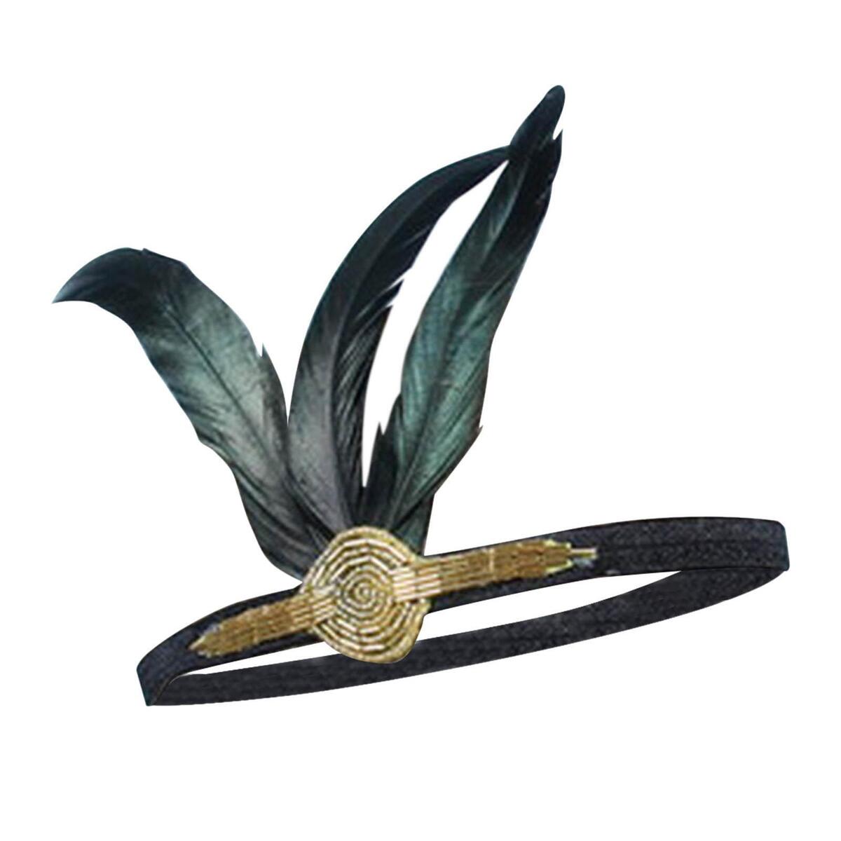 1920S Black Feather Flapper Applique Headband for Cos Play Costume One Size Fits