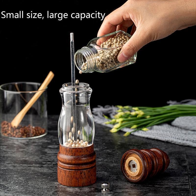 Wooden Spice Pepper Grinder Acrylic Salt Pepper Mill Wood Pepper Mill Grinder