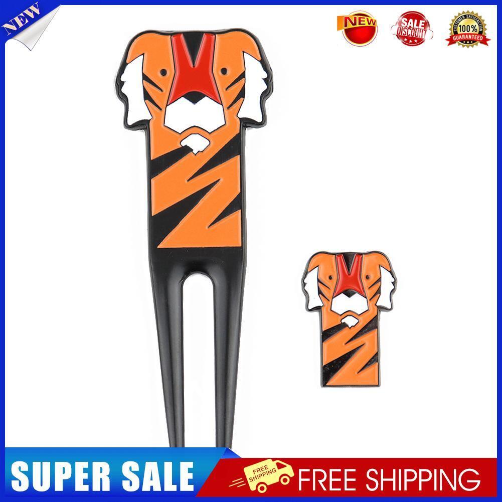Golf Divot Repair Tool Tiger Pattern Pitch Groove Cleaner Golf Pitchfork
