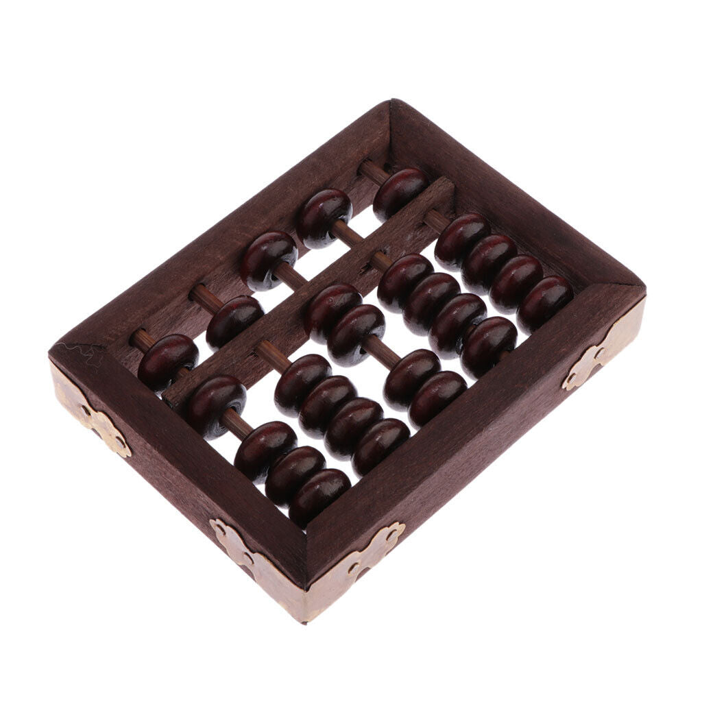 Chinese Wooden Bead 5 Rods Arithmetic Abacus  Collectible