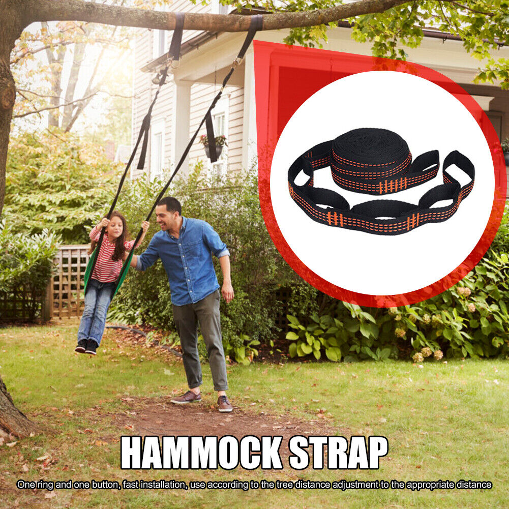 2pcs Hammock Strap Outdoor Camping Tree Hanging Load Bearing Rope (Orange)