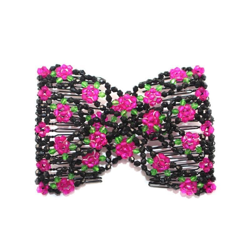 Magic Hair Comb Double Stretch Fashion Elastic Women Clips DIY Hairstyle Beaded