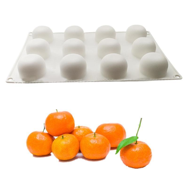 12 Cavity Orange Fruit Mousse Cake Baking Molds Non-stick Silicone Chocolate