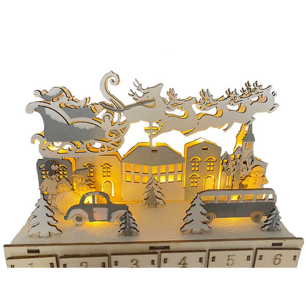 Traditional Christmas Wooden Advent Calendar with  Gifts