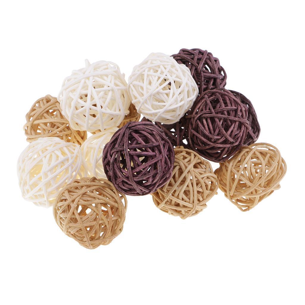 45Set 3cm Wicker Rattan Balls Home Christmas Wedding Party Decorative Crafts