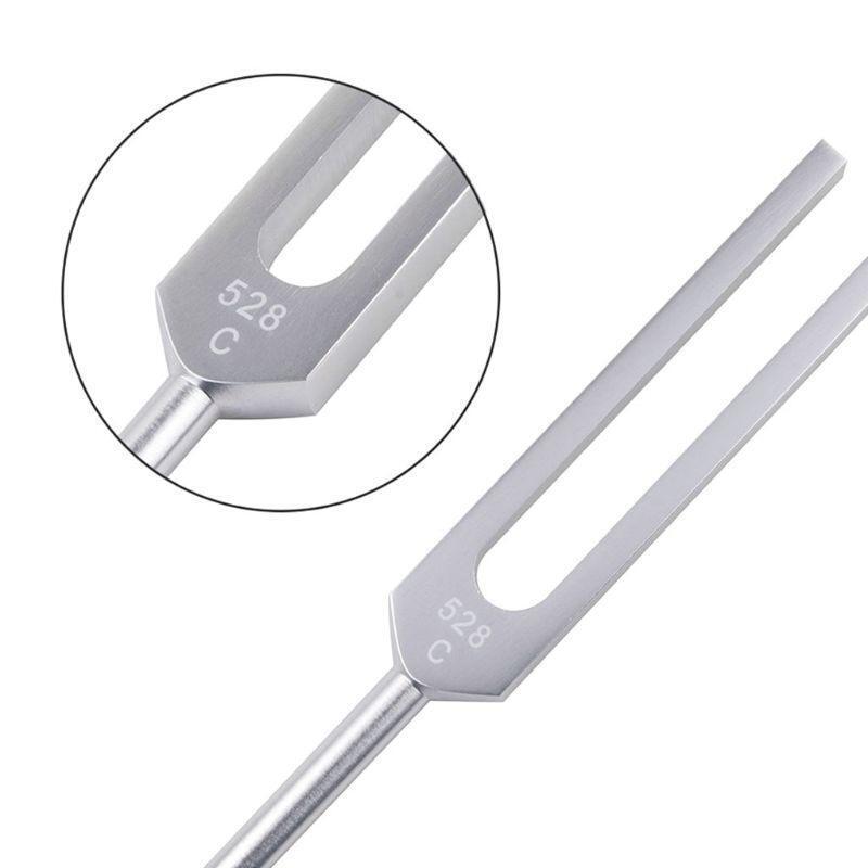 528 Hz Tuning Fork with Silicone Hammer Cleaning Cloth for Healing Relaxation