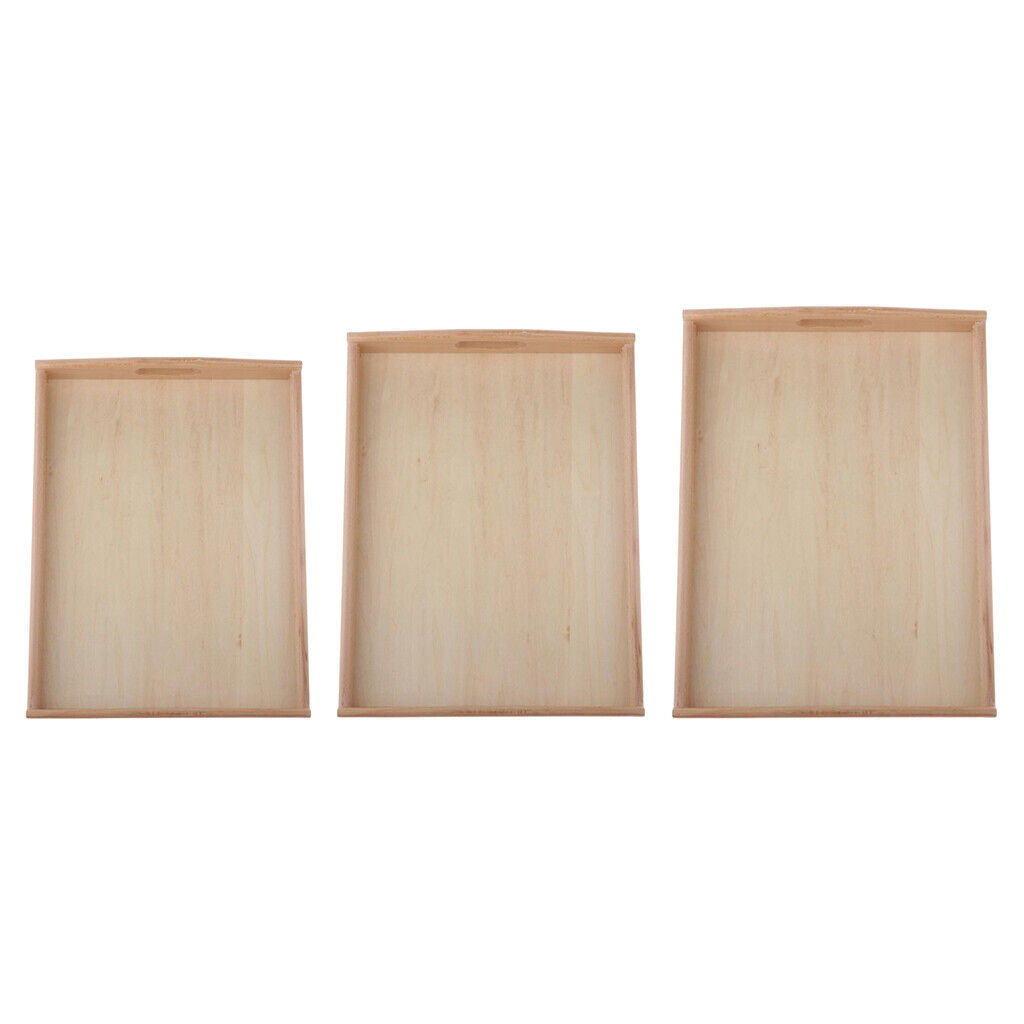 3 Pieces Practical Beech Wooden Tray Organizer  Toddlers Teaching