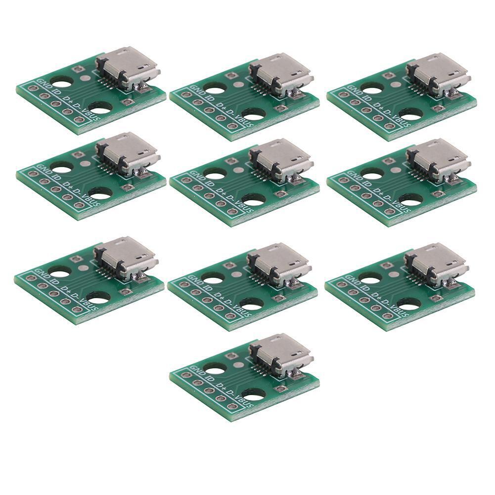 10pcs Micro USB to DIP Adapter 5pin Female Connector Module Board Panel