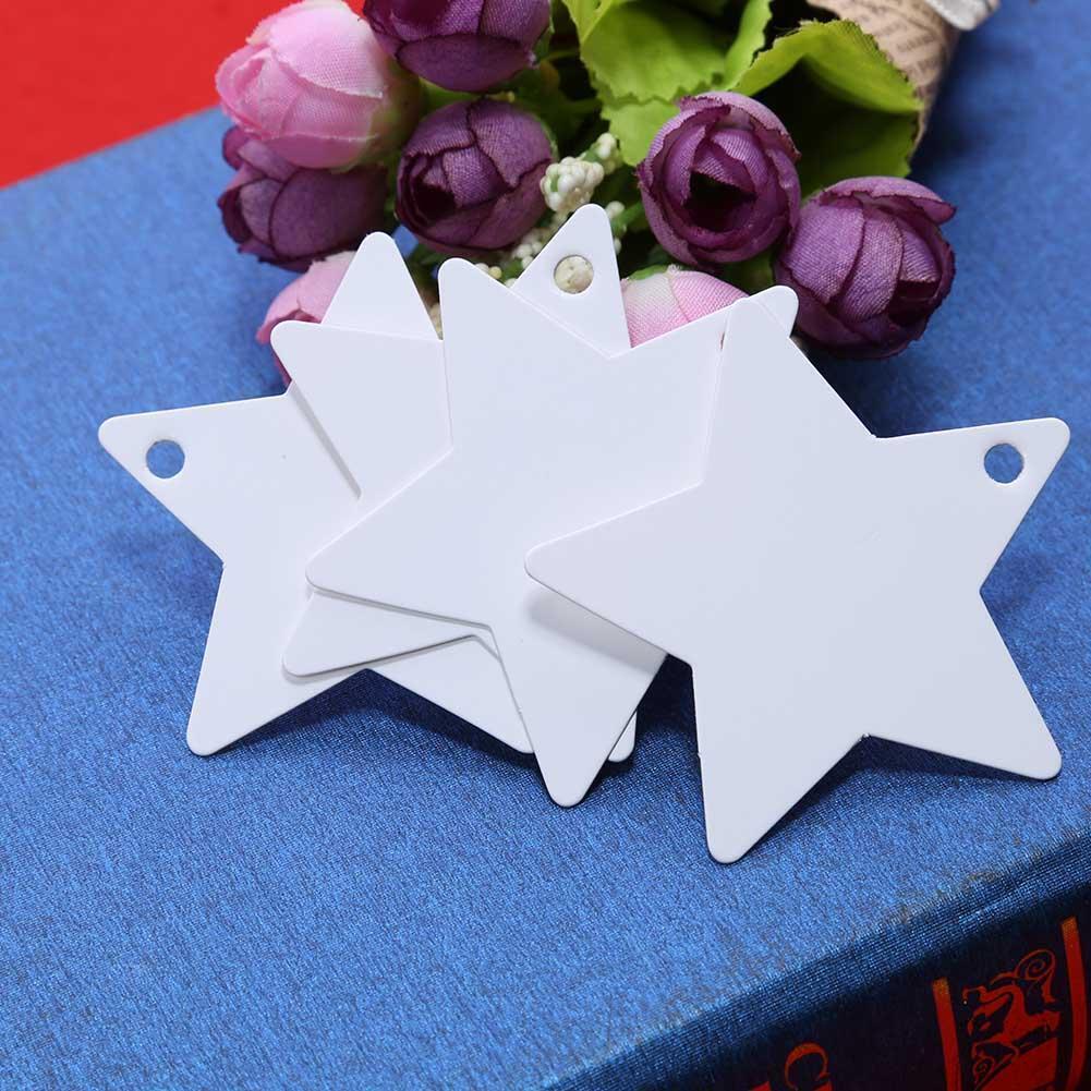 50pcs Kraft Paper Pendant Five-pointed Star Cards Home Party Decor(White)