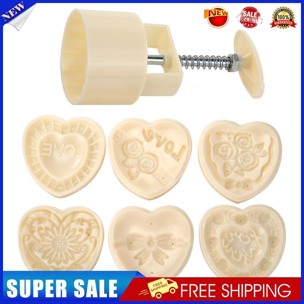 Round Ice Skin Mooncake Molds Hand Pressure Heart Cutter Pastry Bake Tools