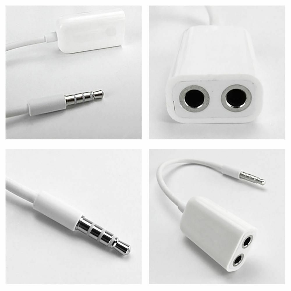 Plug Extension White 1 Male To 2 Female Audio Cable 3.5mm Headphone Y Splitter