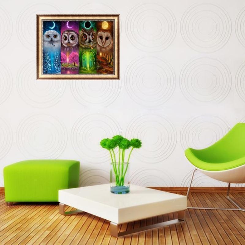 DIY 5D Diamond Painting Embroidery Owl Animals Cross Crafts Stitch Kit Decor