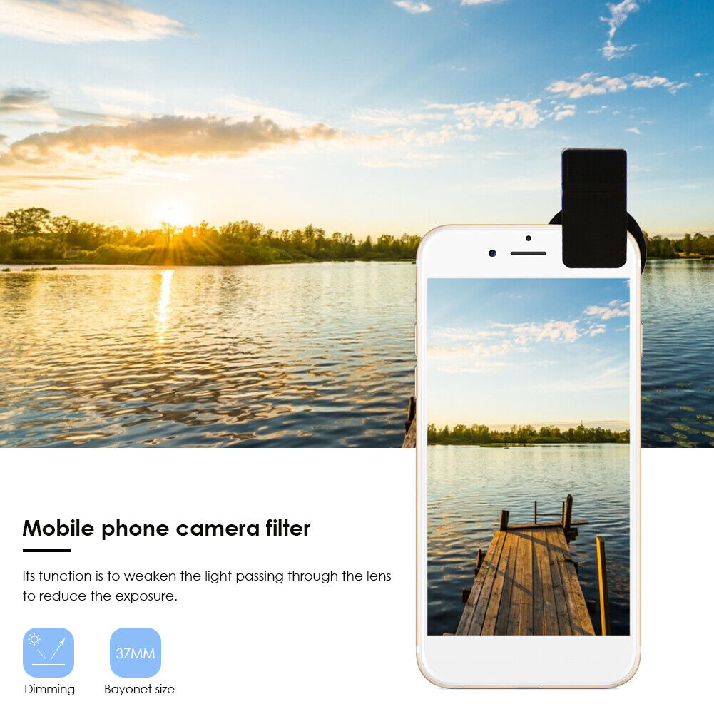 37mm Clip-on ND 2-400 Adjustable Neutral Density Phone Camera Lens Filter