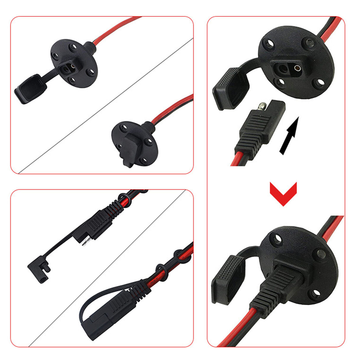 Solar Panel 10AWG SAE to SAE Cable Power Charger Cord Wire Adapter Connector A2U