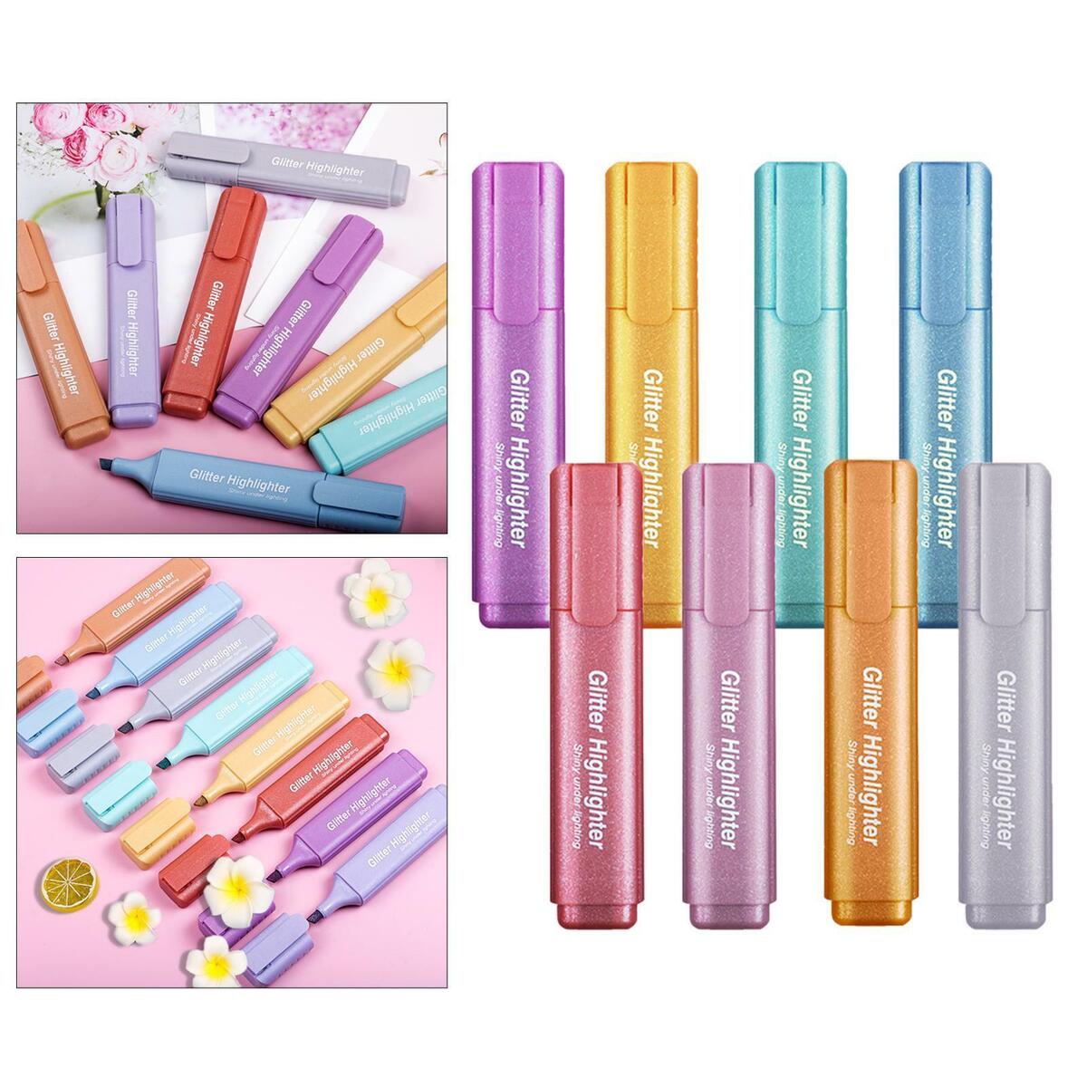 8x Assorted Colour Highlighter Marker  Fluorescent  Tip Office