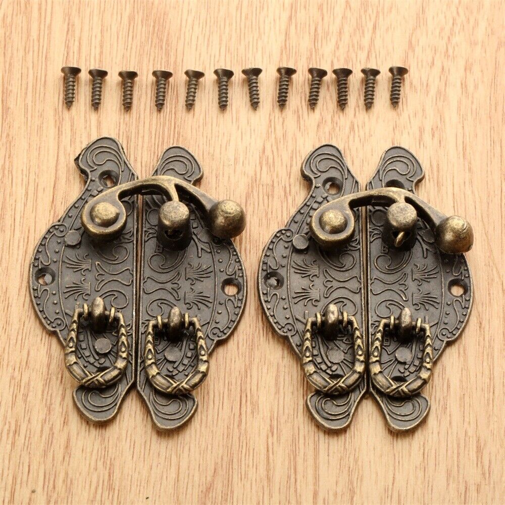 2x Metal Jewelry Gift Wood Box Latch Clasps Hasps Toolbox Cabinet Latch Hardware