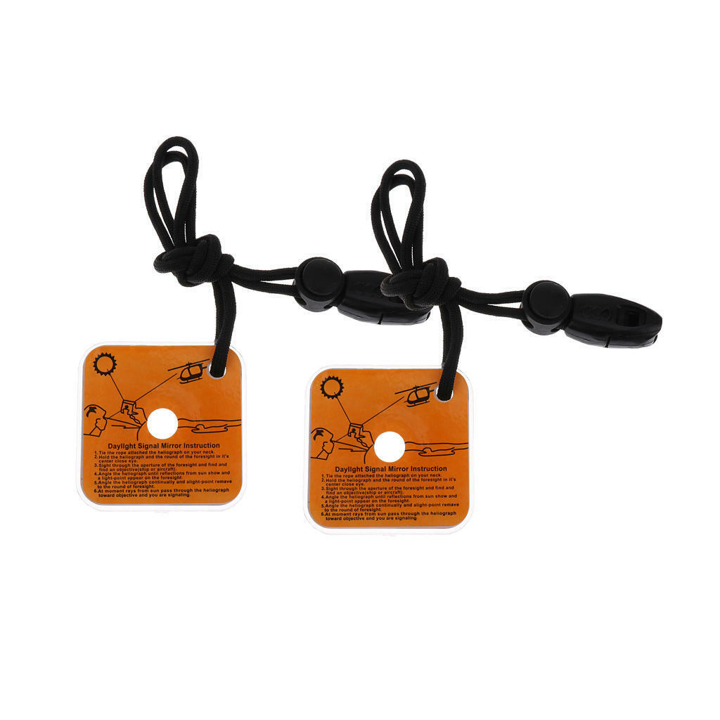 2pcs Outdoor Signal Mirror Survival Emergency Tool Hunting Hiking Camping