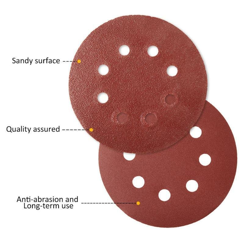 100pcs 125mm Round Shape Sanding Discs Hook Loop Sanding Paper Buffing Sheet