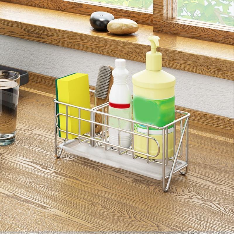Countertop Stainless Steel Sponge Holder Rust Proof Anti Slip Storage Rack