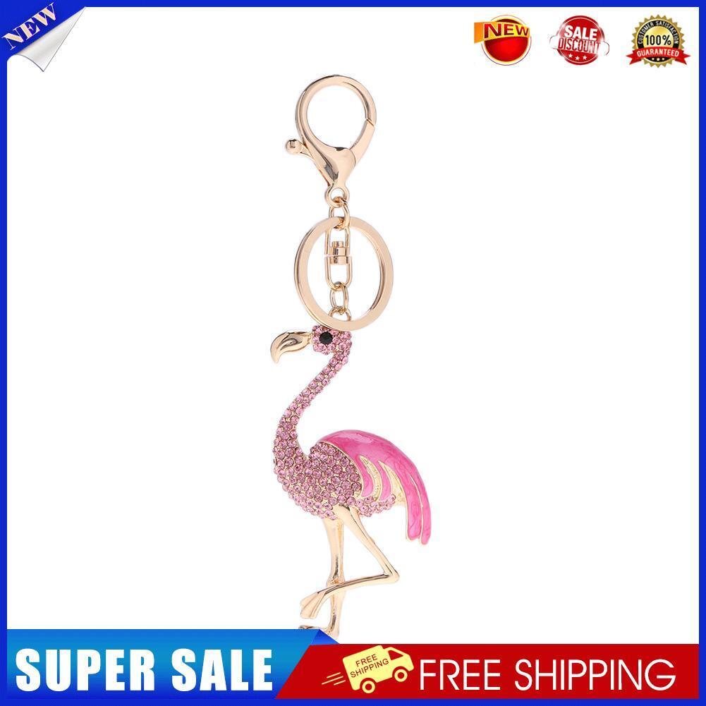 Animal Bird Key Chains for Car Rhinestone Bag Pendant Women Keyring(Pink)