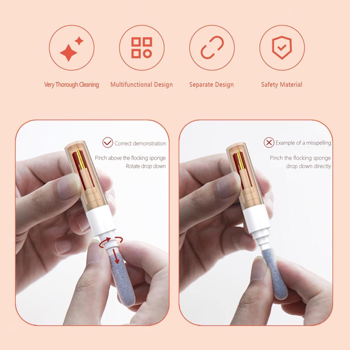 4 in 1 Earbud Cleaning Pen Computer Charging Case Portable Dust Removal