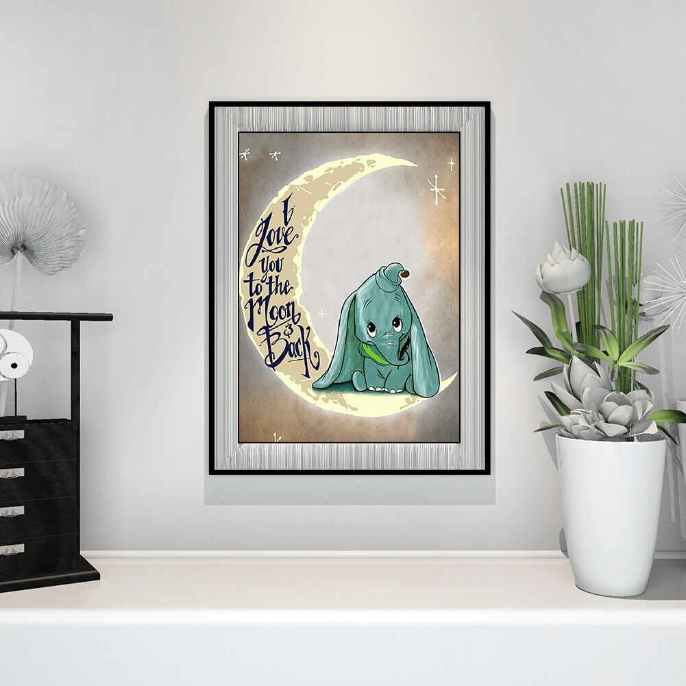 Baby Elephant on the Moon 5D DIY Full Square Drill Diamond Painting Mosaic