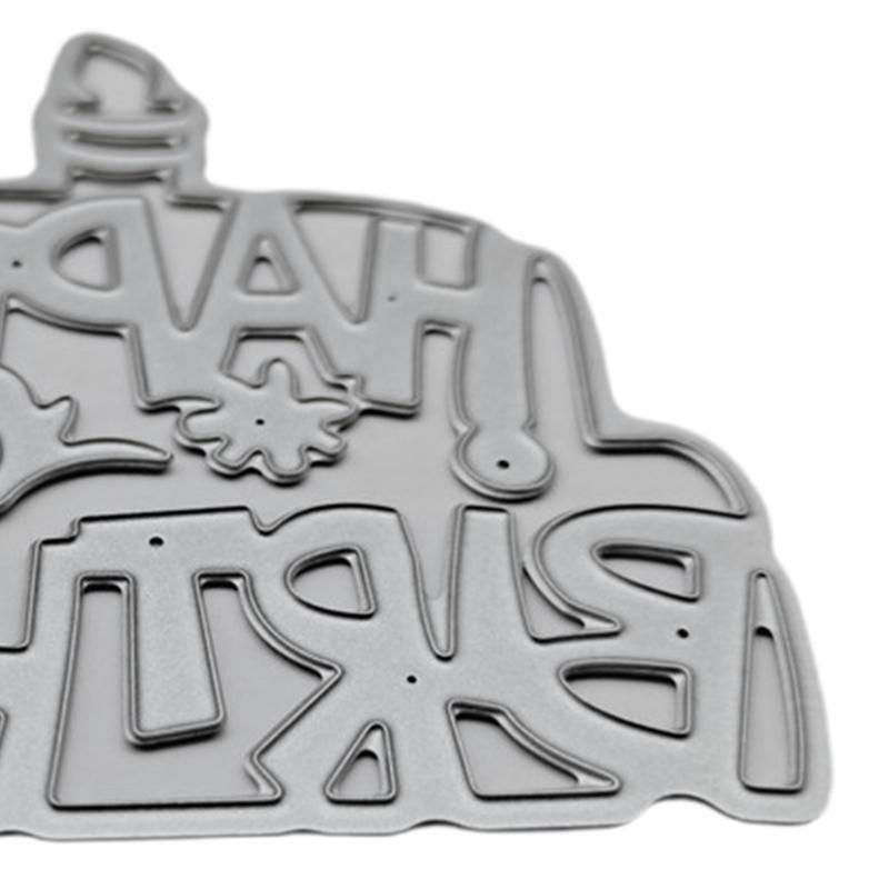 Cake Metal Cutting Die Birthday Cake Embossing Script Die Stencil for Card Makig