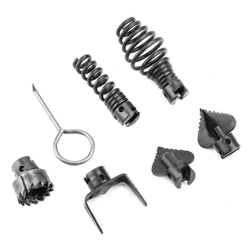 7x Drain Cleaner Cleaning Tool Combination Cutter Head with Key Easy to Install