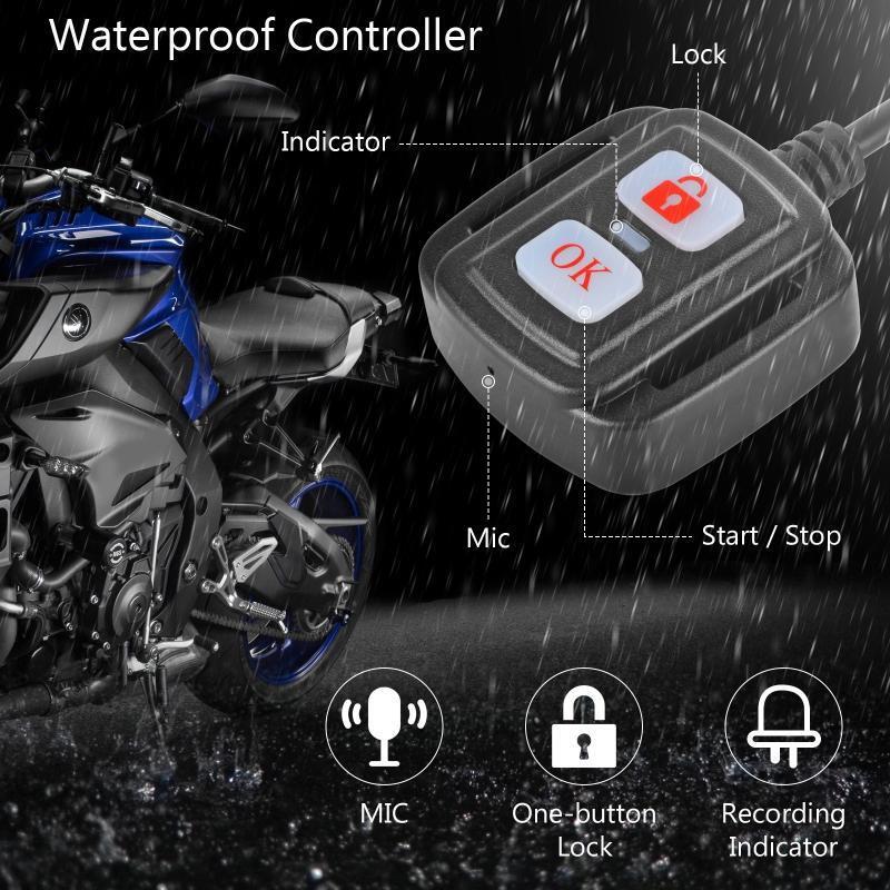 Motorcycle Recorder Cameras Front & Rear Camera Lens 120 Wide Angle Waterproof