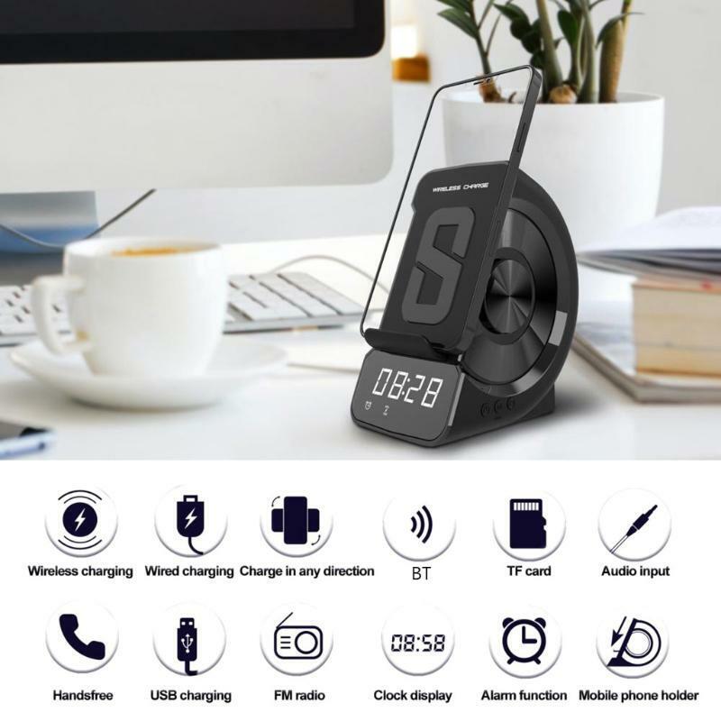 Wireless Alarm Clock Three-in-one Multifunctional Design Usb Charging for Phone