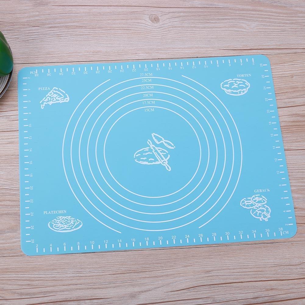 Silicone Thickening Flour Rolling Scale Mat Cookie Pad Baking Tool(Blue)