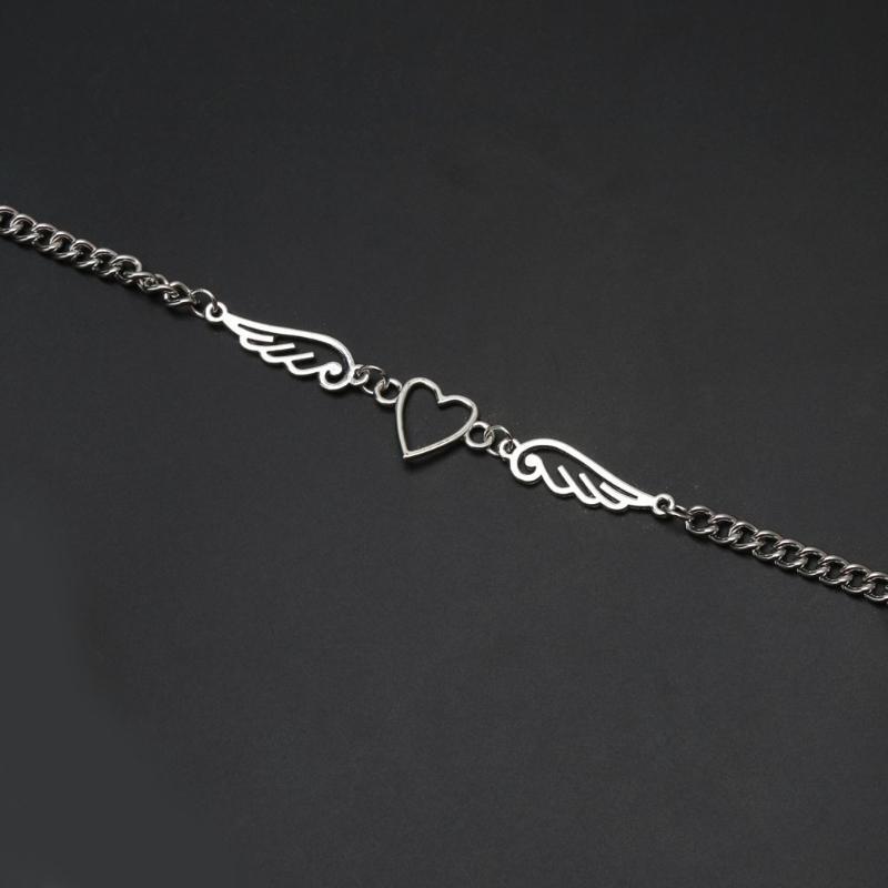 Punk Heart Feather Metal Choker Necklace Women Harajuku Angel Feather Pendant