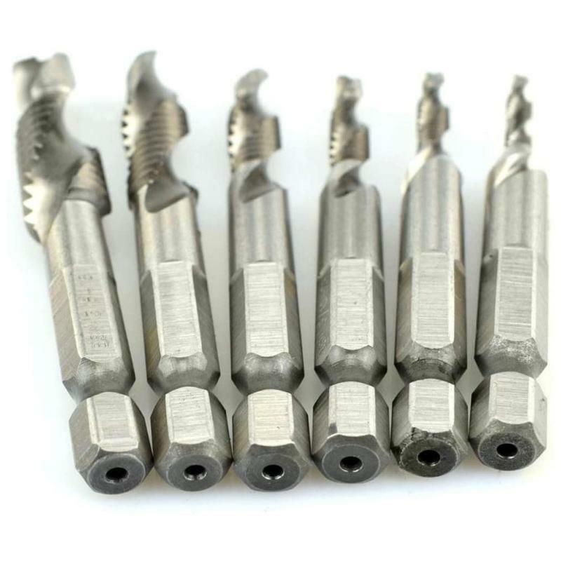 6pcs M3-M10 Screw Tap Drill Bits HSS Taps Countersink Deburr Set Metric Hex