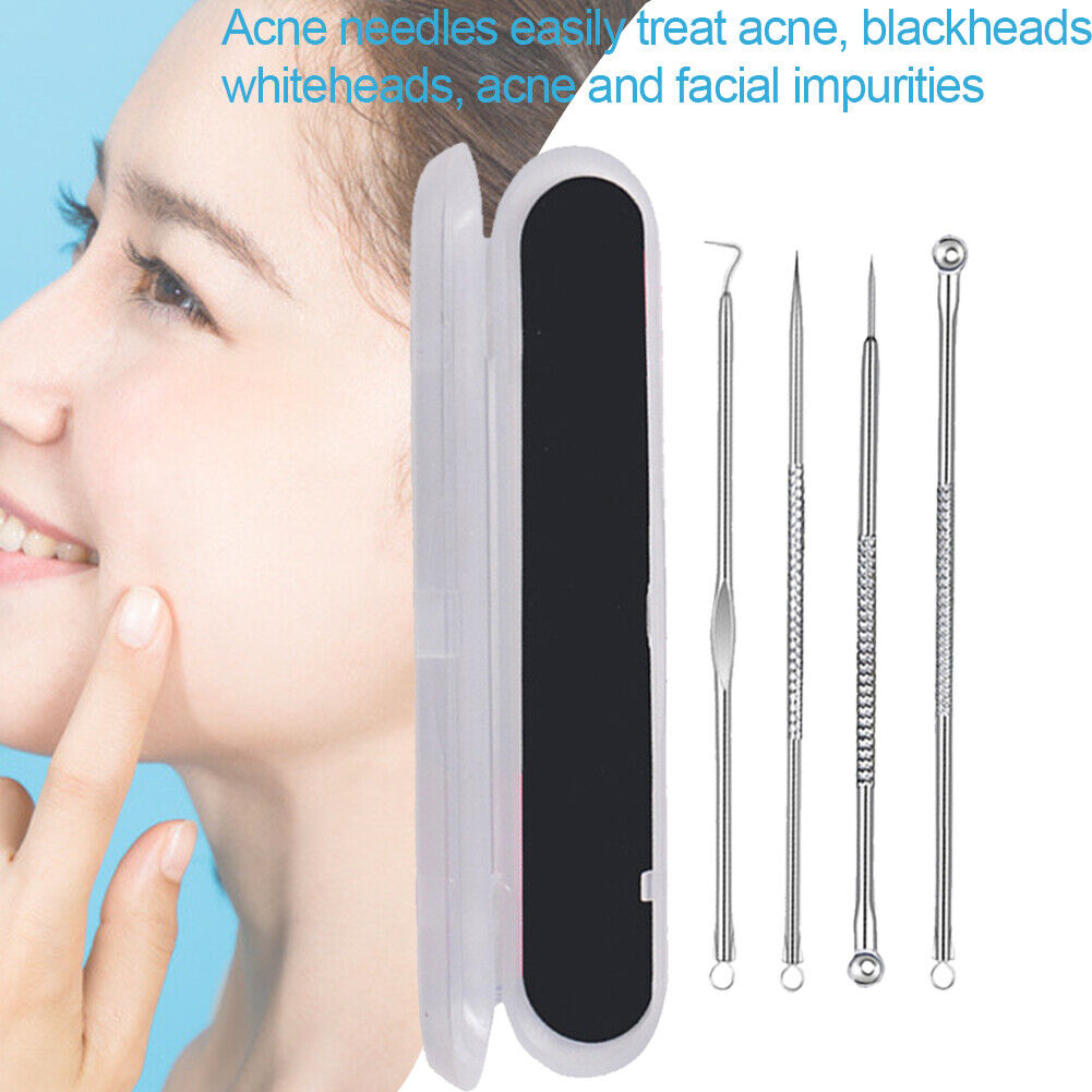 4pcs Stainless Steel Acne Removal Needle Blackhead Pore Cleaner Tools Set