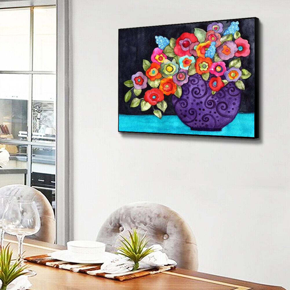 40x50cm Frameless Oil Paint By Numbers DIY Vase Painted Canvas Picture