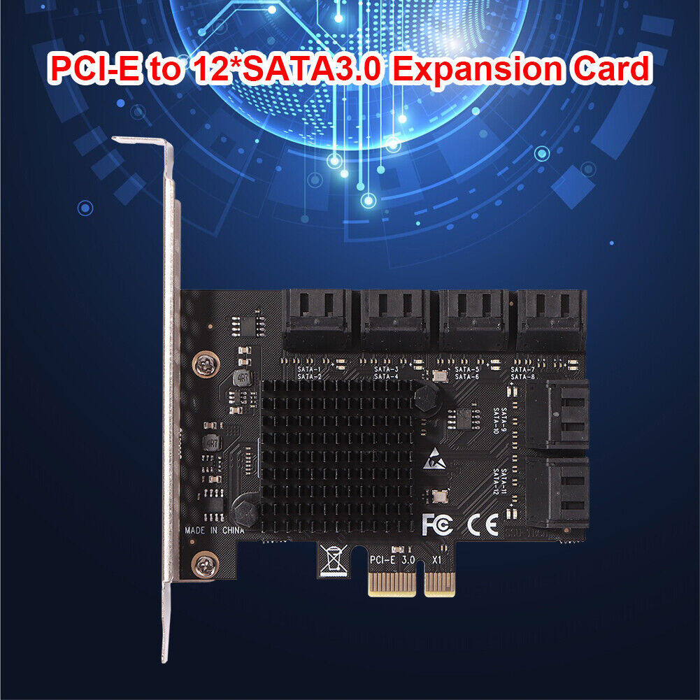 SA3112J PCIE Adapter 12 Port 6Gbps PCI-Express X1 SATA 3.0 Expansion Card