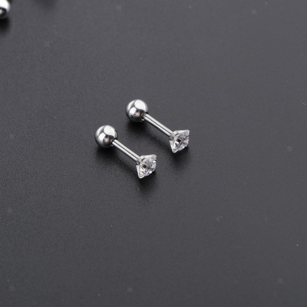 6 Pairs Ball  Earrings Zirconia Flower Ear Studs Diamond Ball