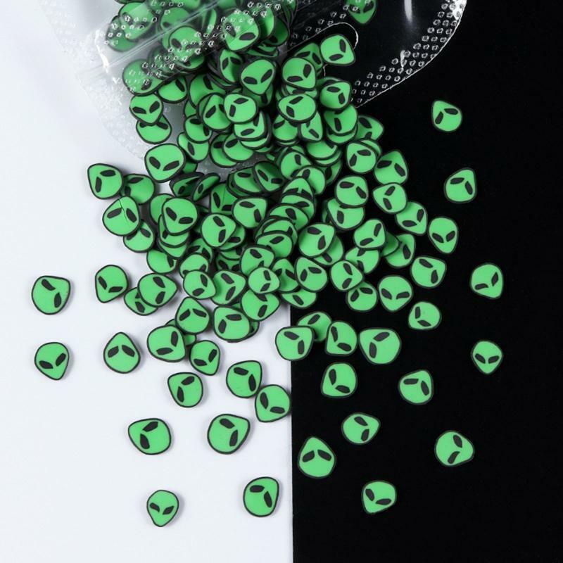 Alien Soft Pottery Pieces Green Flat Shiny Nail Jewelry for Nail Art DIY Crafts