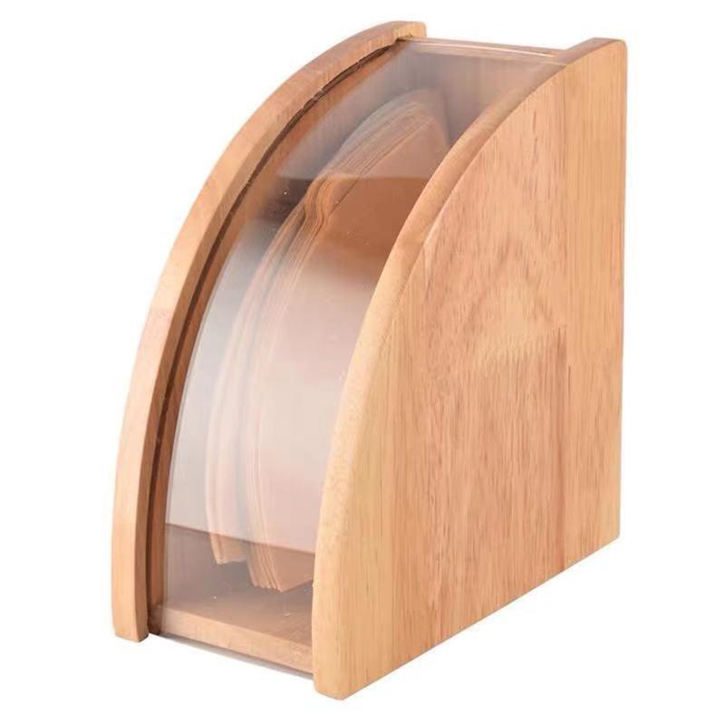 Wooden Hand-Made Coffee Rack Dust Filter Paper Box Tools with Acrylic Cover Gift
