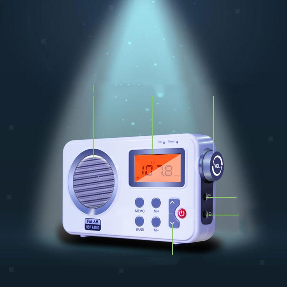 Portable FM LCD Display Big Speaker Earphone Plug for Gift Elder Travel