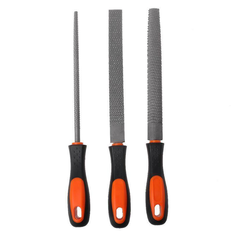 3Pcs/Set Wood Rasp Steel File Carving Flat Round Semi-circular Shape Metal File