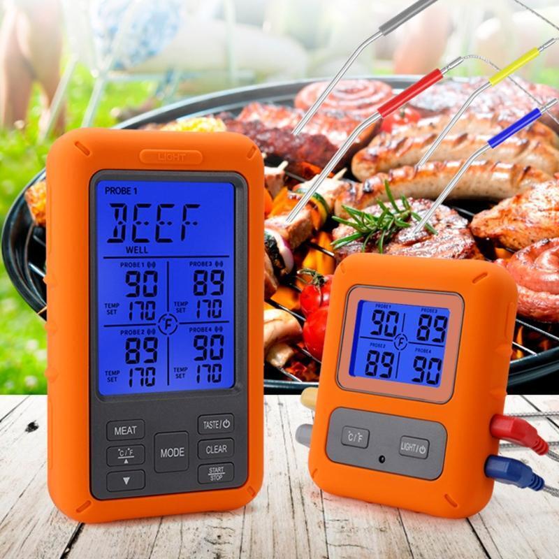 Wireless Food Thermometer with 4 Probes BBQ Grilling Meat Accessories