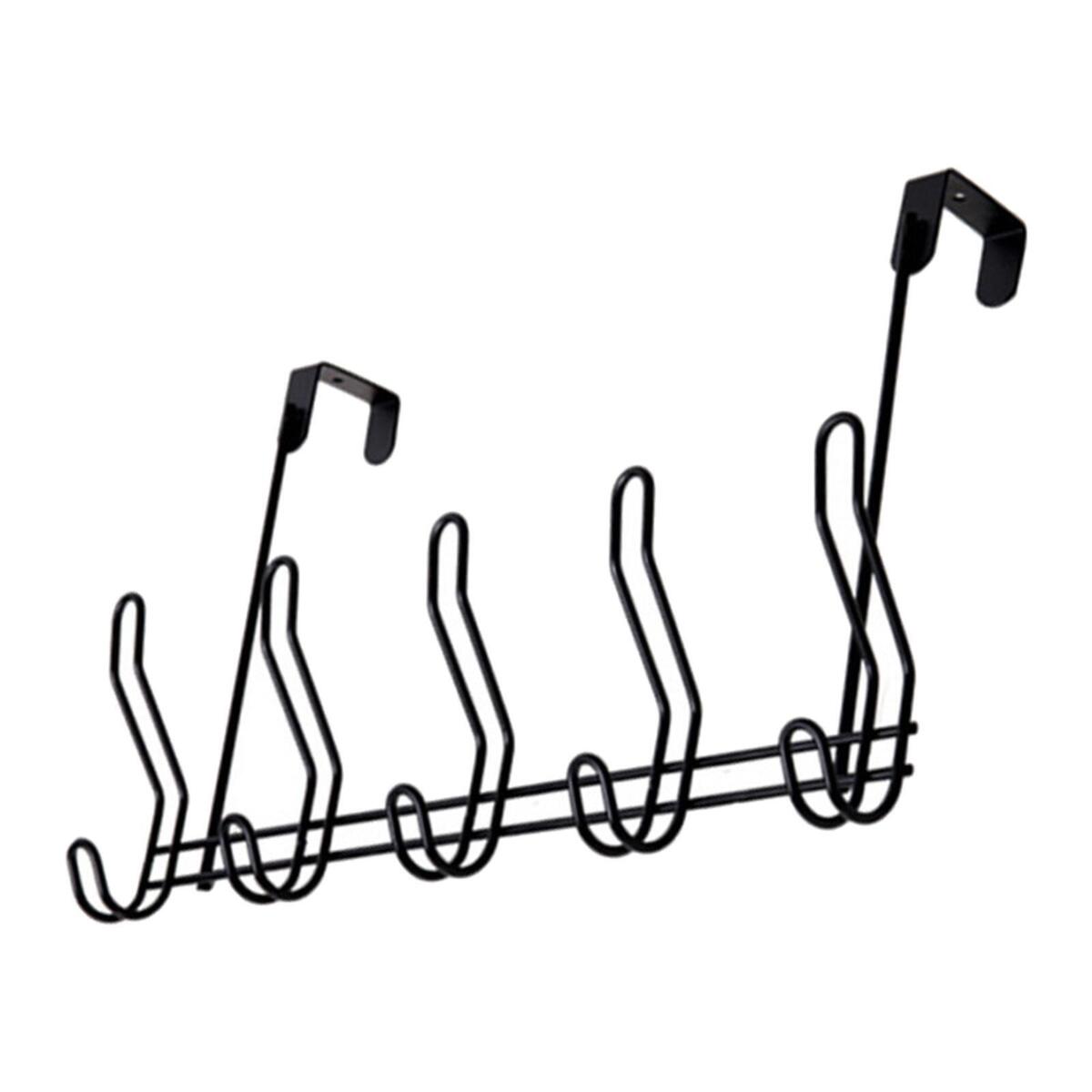 Over The Door Towel Rack 5 Hooks Behind Back of Door for Bag Clothes Robe