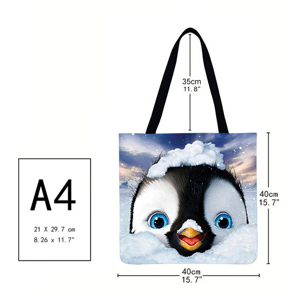 Penguin Printed Shoulder Shopping Bag Casual Large Tote Handbag (40*40cm)