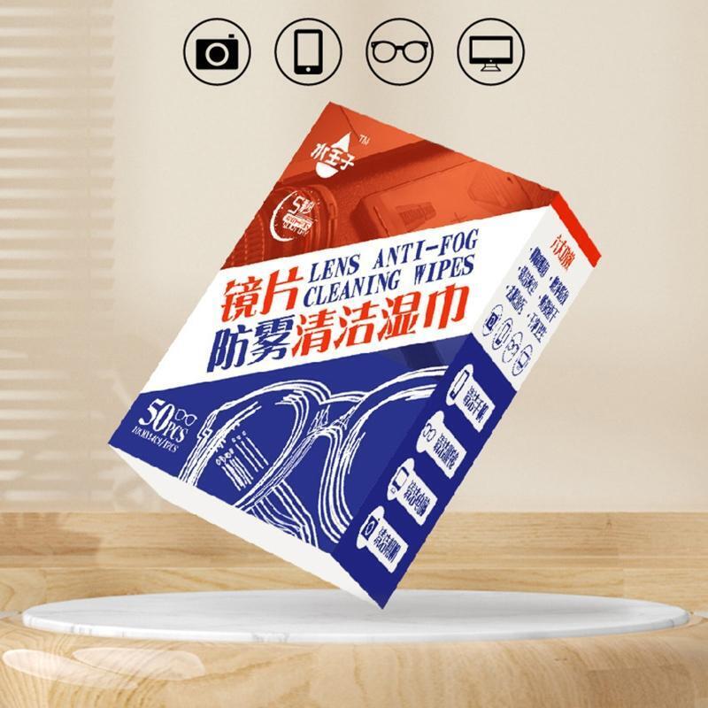 50PCS Disposable Glasses Wipe Len Cleaning Wipe Lens Wipe Pre-moistened Anti Fog