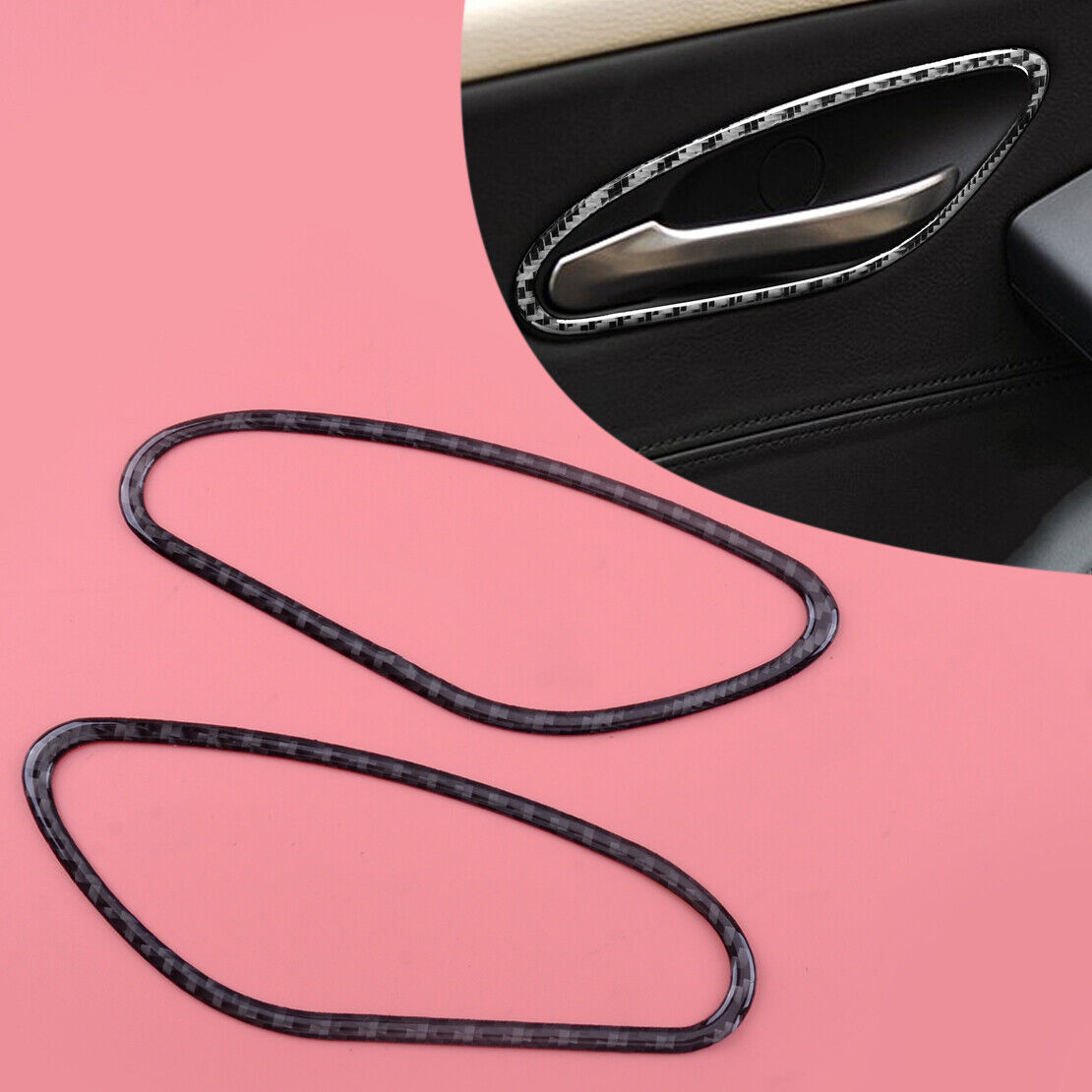 Carbon Fiber Door Handle Cover Trim Fit for BMW 6 Series E63 E64 M6 2006-10