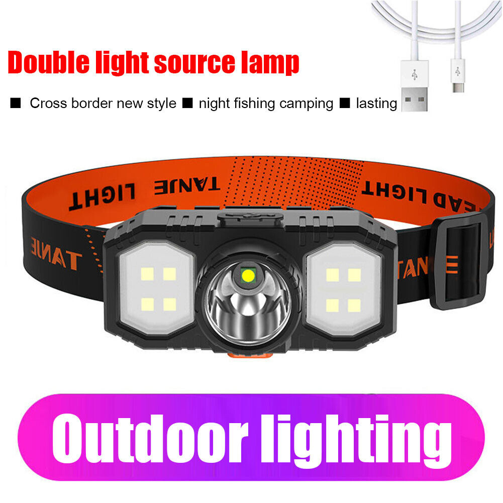 Waterproof LED Headlight USB Rechargeable XPE COB Fishing Headlamp Torch