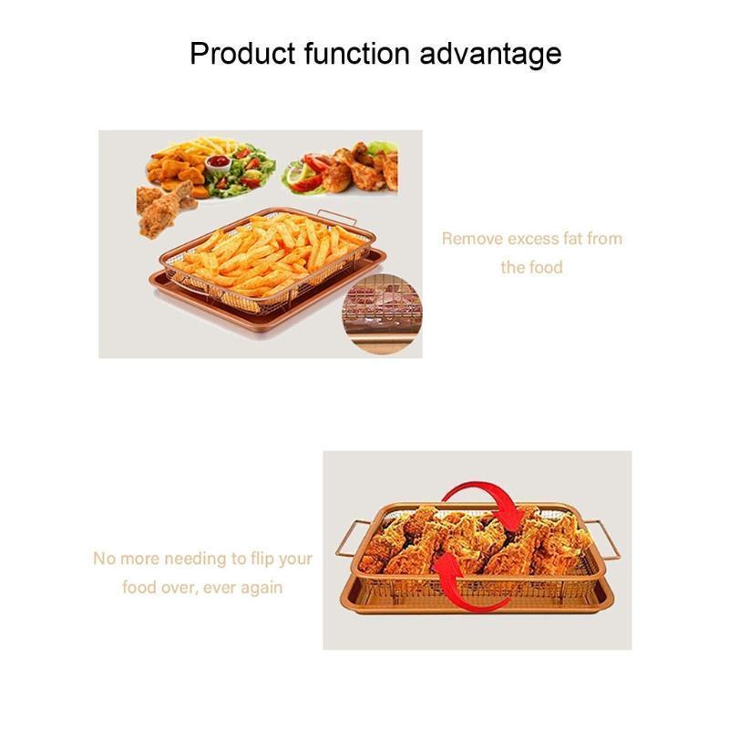 Metal Oven Crisper Tray Non Stick Cookie Sheet Air Fry Pan Grill Chips Basket